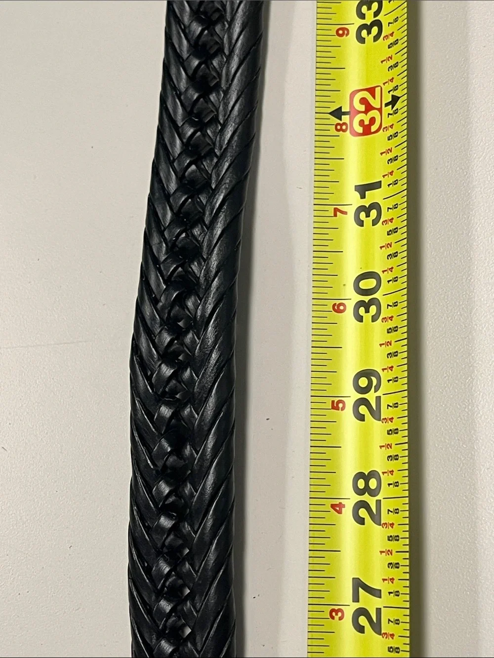 Source Unknown Black Braided Leather Belt with Silver Buckle